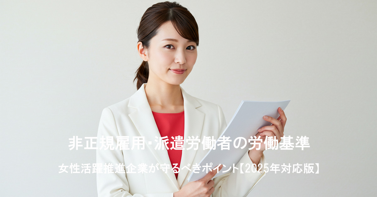 白いスーツと赤いインナーを着た日本人女性が、明るいオフィスで真剣に書類を確認している様子。