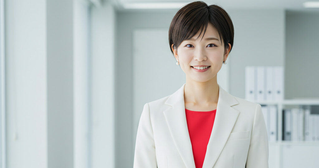 決断し前向きな表情を見せる女性リーダー|単純化に向けて踏み出す場面